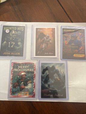 Set of 6 Football Trading Cards – Josh Allen, Matthew Stafford, Merry Packermas